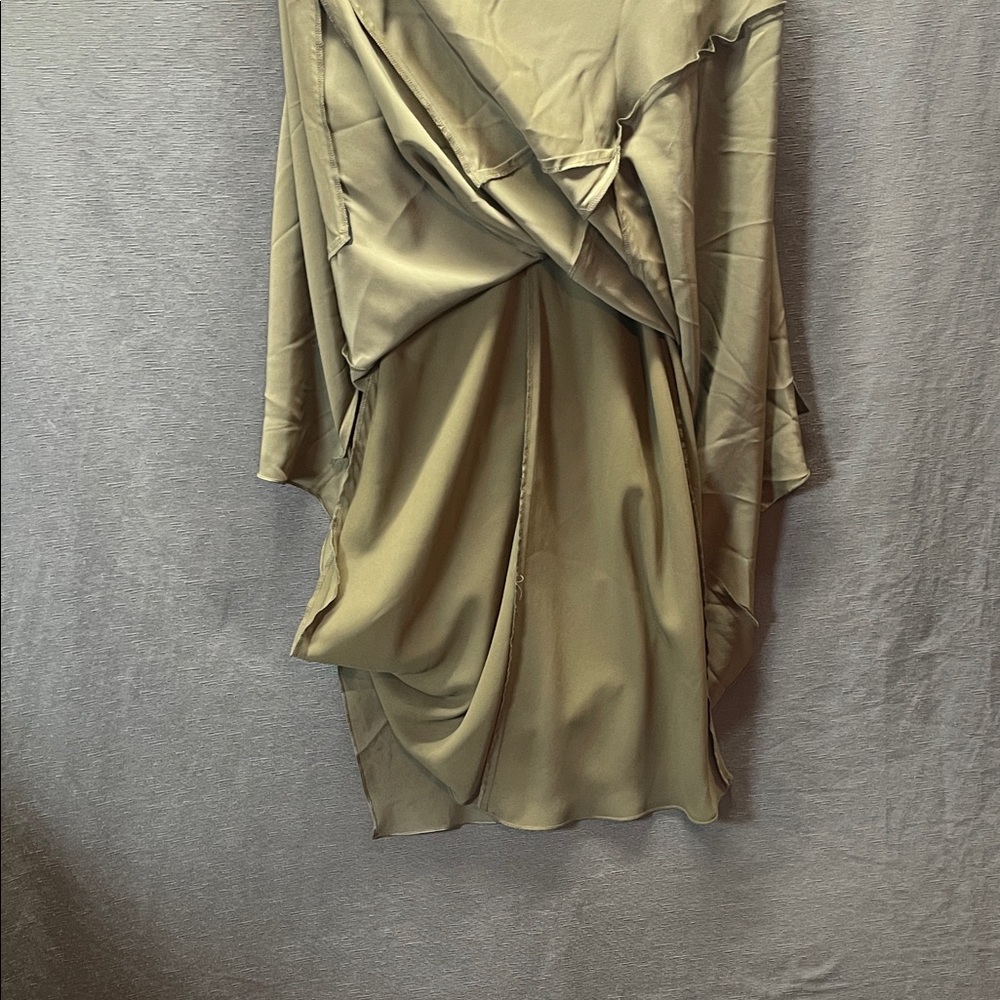 Lauren Ralph Lauren Green Olive 100 % silk, satin midi dress - Picture 7 of 8